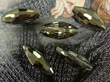 Load image into Gallery viewer, Large Crystal Focal Bead Pendant connector Black diamond 1.4" 36x15mm AA quality high faceted - 1009 - BeadPrism
