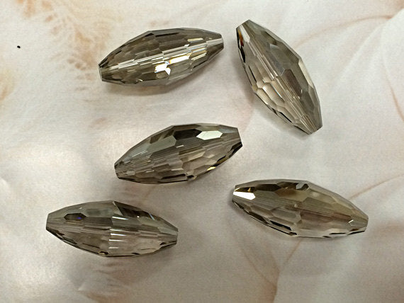 Large Crystal Focal Bead Pendant connector Black diamond 1.4" 36x15mm AA quality high faceted - 1009 - BeadPrism