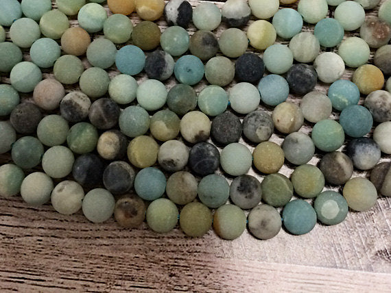 6mm Matte Amazonite Gemstone Round Beads Full 16" Strand Ocean Blue Gemstones 60+ beads - SAMZ105 - BeadPrism
