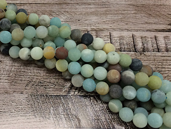 6mm Matte Amazonite Gemstone Round Beads Full 16" Strand Ocean Blue Gemstones 60+ beads - SAMZ105 - BeadPrism