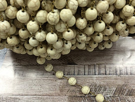 1 Ft  10mm White Ivory Howlite Rosary Chain by foot - white Rosary Chain Antique Gold wire - CH219 - BeadPrism