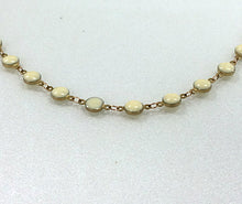Load image into Gallery viewer, 3 Feet Vintage Ivory Enameled Station Chain Brass Beaded Bohemian Gold Rosary Chain White - Ch139-3 - BeadPrism