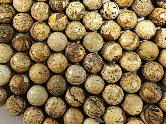 25%OFF 12mm Large hole Bead Picture Jasper Faceted Round Gemstone 17 Bead for 1.5mm Leather -SJAS121 - BeadPrism