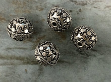 Load image into Gallery viewer, 1 Pc 12mm Bali Beads Oxidized Antiqued Silver 12 x 11mm, 925 Sterling Silver, 1.5mm Hole - A332 - BeadPrism