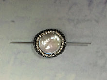 Load image into Gallery viewer, Freshwater Pearl Druzy Connector Bead, Crystal Rhonestone Focal Bead 19mm approx, 0.9mm Hole - AP405 - BeadPrism