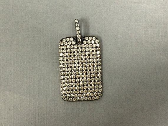 Micro Pave Dog Tag Pendant CZ Cubic Zirconia AAA Quality, Choose Color 27mm x 18mm - BMPTag-XX - BeadPrism