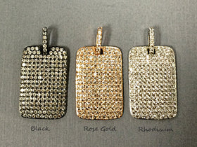 Micro Pave Dog Tag Pendant CZ Cubic Zirconia AAA Quality, Choose Color 27mm x 18mm - BMPTag-XX - BeadPrism