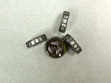 Load image into Gallery viewer, 10mm Micro Pave Rondelle Wheel Spacers, crystal Cubic Zirconia Gun Metal, 0.8mm Hole - BMP10RDL-GM - BeadPrism