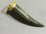 Horn Tusk Tibetan Style Pendant Snakeskin Style Carved, Black Tones, 3.5 Inch - AP420