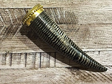 Load image into Gallery viewer, Horn Tusk Tibetan Style Pendant Snakeskin Style Carved, Black Tones, 3.5 Inch - AP420 - BeadPrism