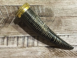 Horn Tusk Tibetan Style Pendant Snakeskin Style Carved, Black Tones, 3.5 Inch - AP420 - BeadPrism