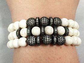 1 Pc 12mm CZ Micro Pave Zircon Spacer Beads 2.5mm Hole in Gold, Rose Gold, Rhodium, or Black - BMP12 - BeadPrism