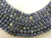 Load image into Gallery viewer, 8mm Matte Indigo Blue White Agate Faceted Round Gemstone Beads, Full Strand 47 Beads - SAGT330 - BeadPrism