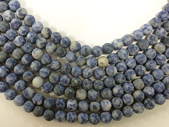 8mm Matte Indigo Blue White Agate Faceted Round Gemstone Beads, Full Strand 47 Beads - SAGT330 - BeadPrism