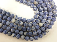 Load image into Gallery viewer, 8mm Matte Indigo Blue White Agate Faceted Round Gemstone Beads, Full Strand 47 Beads - SAGT330 - BeadPrism