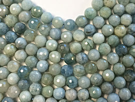 25% OFF 9.5mm Natural Blue Aquamarine Faceted Round Gemstone Beads, Strand 41 Beads - SAQUA2 - BeadPrism