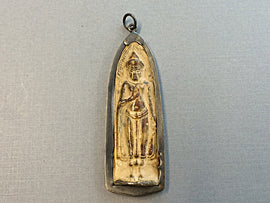 Thai Buddha 3 Inch+ Bronze brass antiqued Large pendant, Meditation Yoga pendant, - AP453A - BeadPrism