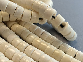 10mm Bone Beads Natural Ivory Color 17" Strand 65 beads approx. 1.5mm hole roundels -BB101 - BeadPrism