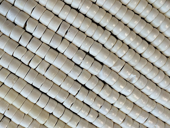 10mm Bone Beads Natural Ivory Color 17" Strand 65 beads approx. 1.5mm hole roundels -BB101 - BeadPrism