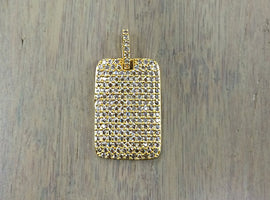 Micro Pave Dog Tag Pendant, CZ Cubic Zirconia, AAA Quality, Choose Color, 27mm x 18mm - BMPTag-XX - BeadPrism