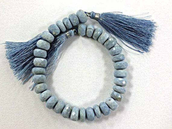 8-9mm Blue Faceted Rondelles 9" Strand 36 beads gemstones Bead size varies Jaipur Cut - SOP104 - BeadPrism