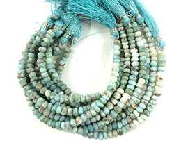 6.5-7.5mm Natural Larimar Faceted Rondelle Gemstones 8