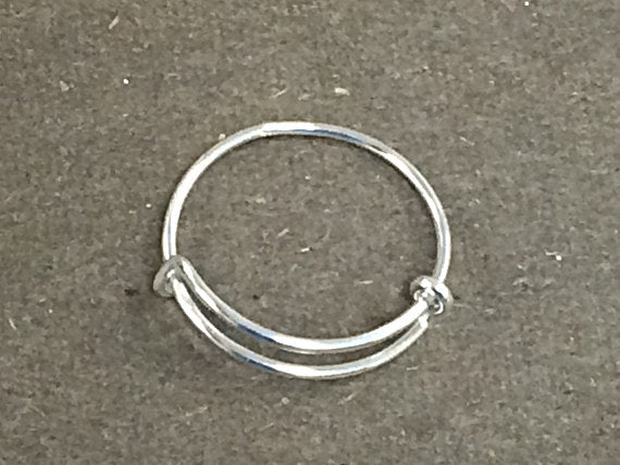 Expandable Wire Ring Adjustable .925 Sterling Silver 18 gauge 2.4" Swarovski Birthstone Charm - SRF2 - BeadPrism