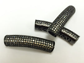 Pave Connector Bar CZ Gun Metal, Diamond Look, 1.5
