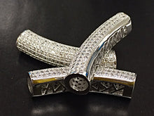 Load image into Gallery viewer, Pave Connector Bar CZ Silver, Rhodium Curved Tube, Diamond Look 1.5" 36mm x 8mm, 5mm Hole - BMPCB-RD - BeadPrism