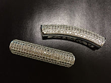 Load image into Gallery viewer, Pave Connector Bar CZ Silver, Rhodium Curved Tube, Diamond Look 1.5" 36mm x 8mm, 5mm Hole - BMPCB-RD - BeadPrism