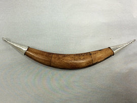 Real Bone Brown Tusk Pendant Double capped 2 sideway loops antique Antique Hand made 5.5