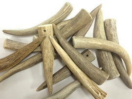 Antler Tip Pendant, Natural and Recycled from Annual Antler shed 2.5-3 inch with 2.5mm Hole - ANTHOR - BeadPrism