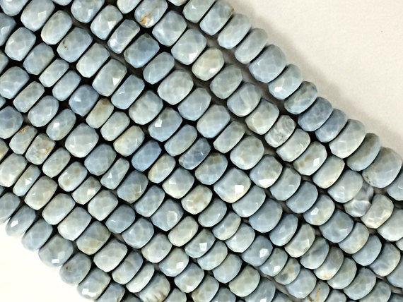 8-9mm Blue Faceted Rondelles 9" Strand 36 beads gemstones Bead size varies Jaipur Cut - SOP104 - BeadPrism