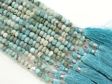 Load image into Gallery viewer, 25%OFF 6-7mm Natural Larimar Faceted Rondelles Gemstone 45-48 Beads 8" Strand Jaipur Cut -SLAR101 - BeadPrism