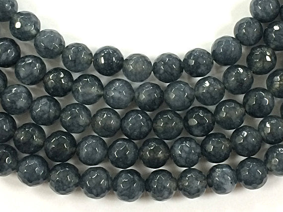 25% OFF 10mm Jade Faceted Round Urban Grey Gemstone Beads 14.5" Strand 38 Beads - SJA194A - BeadPrism