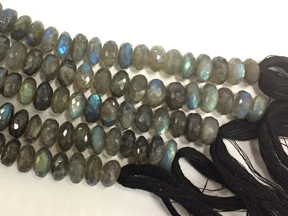 10-11mm Rondelle Faceted natural Labradorite Gemstone Beads, 9 Inch Strand, 40 beads - SLB114 - BeadPrism