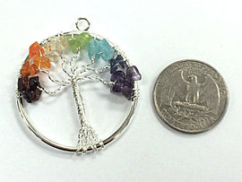 Chakra Tree of Life Pendants, Gemstone 1.75