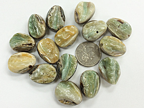 4 pc Abalone Gemstone Beads, faceted Tumbled Natural raw, 20mm x 25mm AAA quality - SABA103-4 - BeadPrism