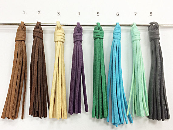 Suede Tassels Long 3.8" Tassel Pendants, Boho Tribal Necklace Tassels, Select Color - BeadPrism