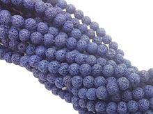 Load image into Gallery viewer, 8mm blue Lava Rock Bead Strand, Lapis Dark Blue Lava Rocks Bead strand, 50 Beads Strand - SLAV100 - BeadPrism