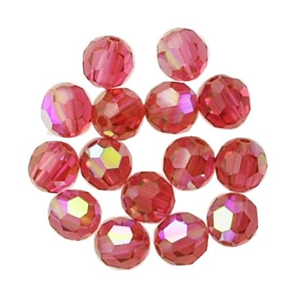 Swarovski 5000 Round Crystal Faceted Beads Padparadscha AB | 6mm | Small & Wholesale Packs - BeadPrism