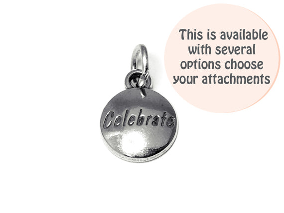 Celebrate Charm 11mm, Sterling Silver Charms, Word Charms, Celebrate Charms - SSMC-CELEBRATE - BeadPrism