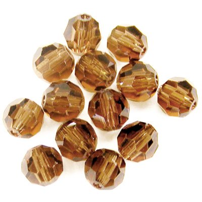 Swarovski 5000 Round Crystal Faceted Beads Smoked Topaz | 8mm | Small & Wholesale Packs - BeadPrism